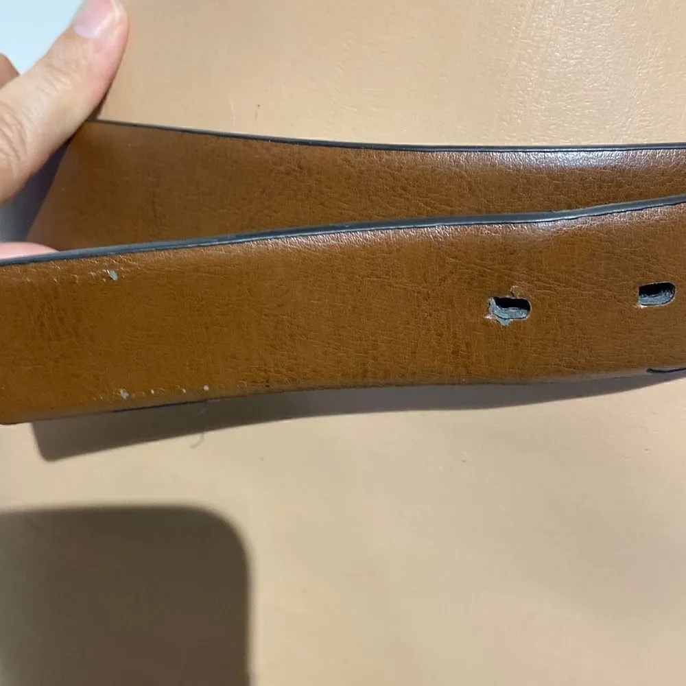 Perry Ellis Men's Black Faux Leather Silver Prong Buckle Single Strap Belt 34/85